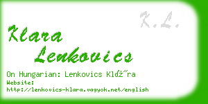 klara lenkovics business card